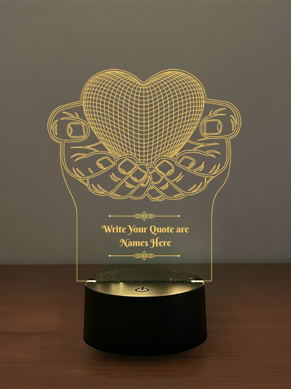 Custom Loving Hear In Hands Illusion Lamp