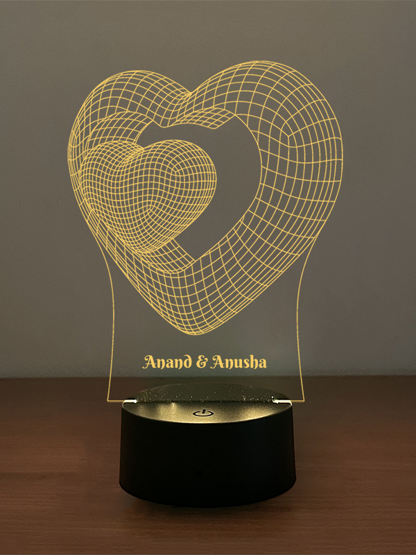 Custom Little Heart Inside Heart Illusion Lamp