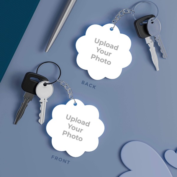 Custom Floral Shaped Photo Keychains With Two Side Print On Acrylic
