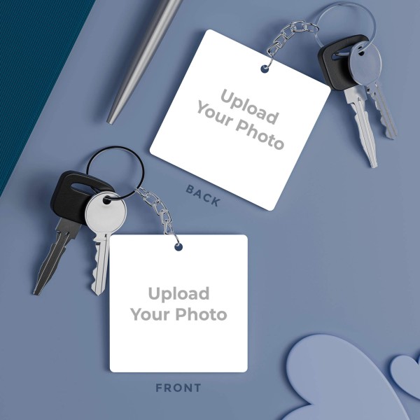 Custom Square Shaped Photo Keychains With Two Side Print On Acrylic