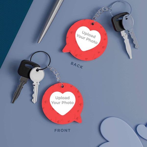 Custom Couple Speech Bubble Shape Design Keychain