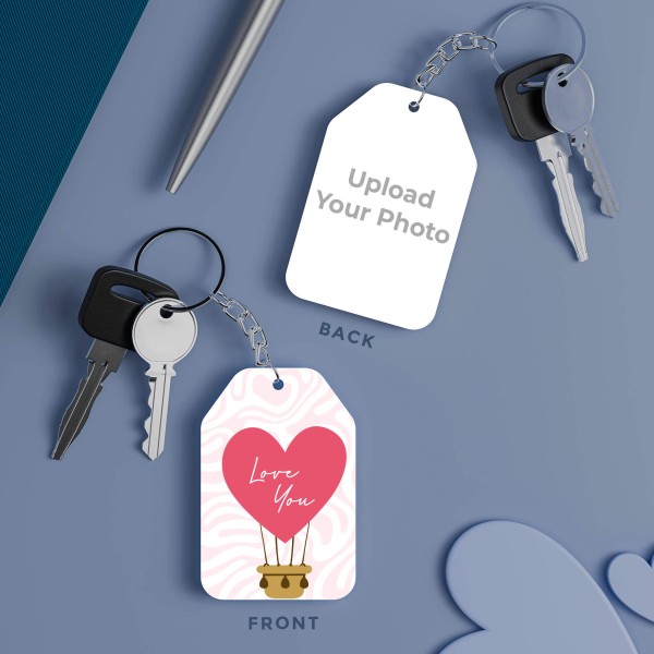 Custom Couple Hot Air Balloon Design Keychain
