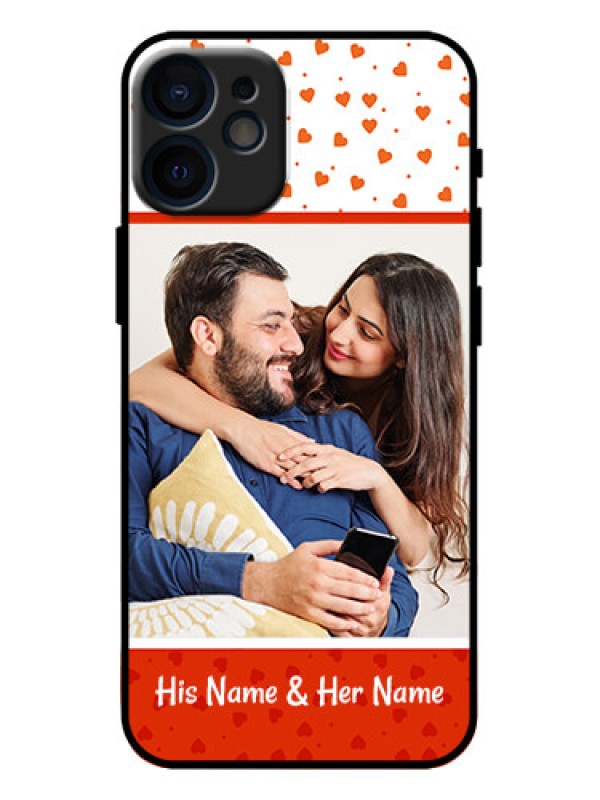 Custom iPhone 12 Mini Custom Metal Phone Case - Orange Love Symbol Design