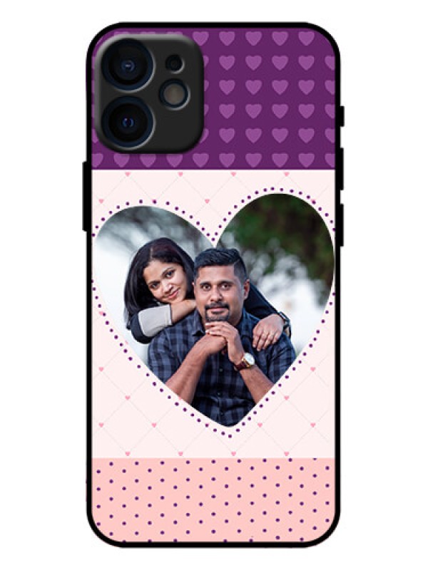 Custom iPhone 12 Mini Custom Metal Phone Case - Violet Love Dots Design