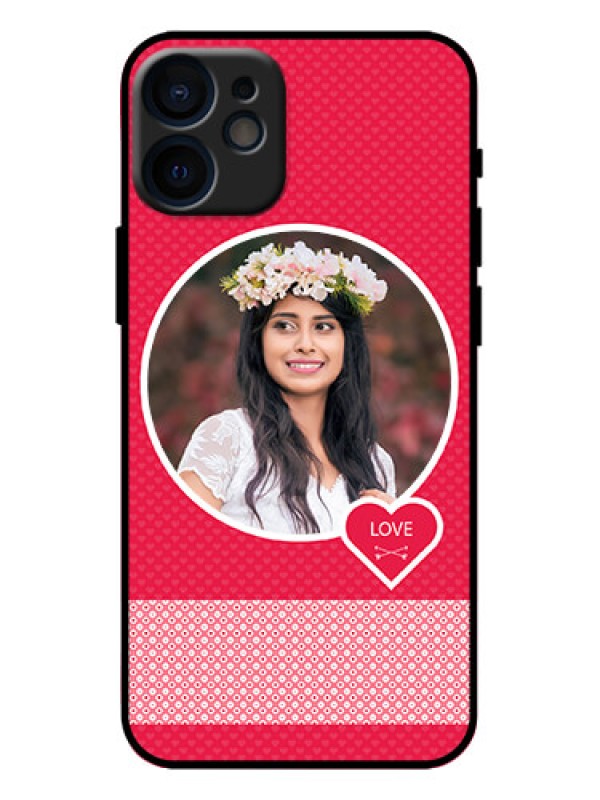 Custom iPhone 12 Mini Custom Metal Phone Case - Pink Color Pattern Design