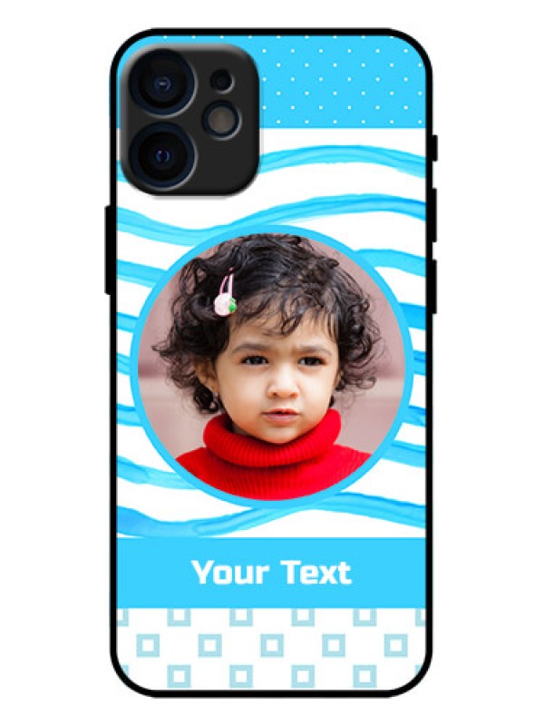 Custom iPhone 12 Mini Custom Metal Phone Case - Simple Blue Case Design