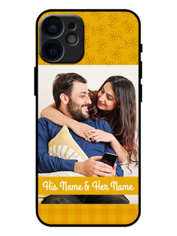 Custom iPhone 12 Mini Custom Metal Phone Case - Yellow Floral Design
