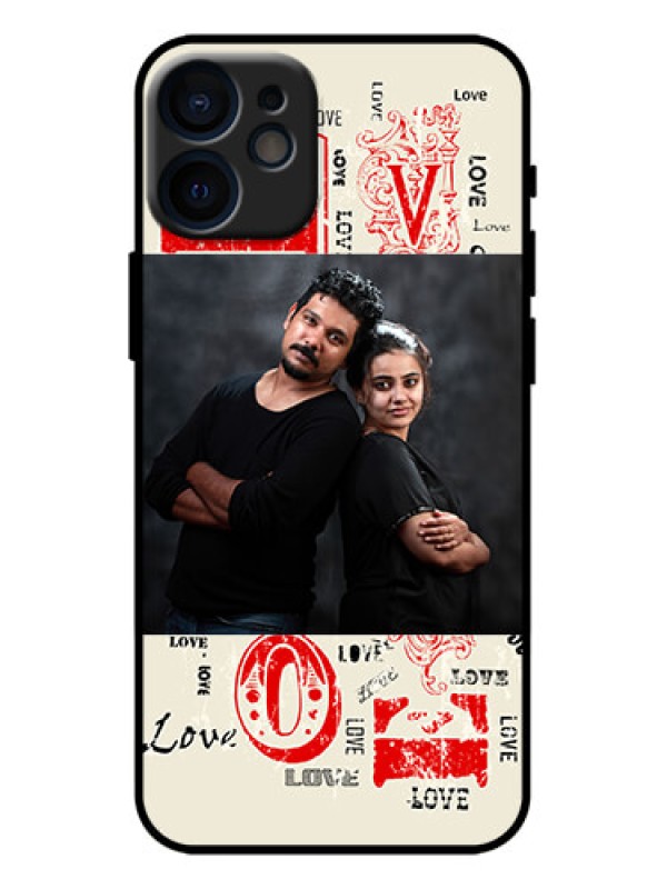 Custom iPhone 12 Mini Custom Metal Phone Case - Trendy Love Design Case
