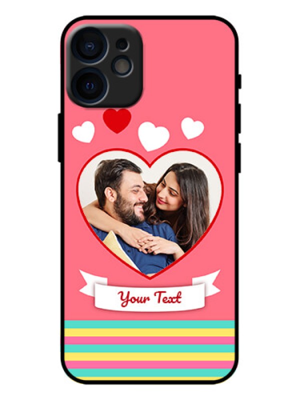 Custom iPhone 12 Mini Custom Metal Phone Case - Love Shapes Doodle Design