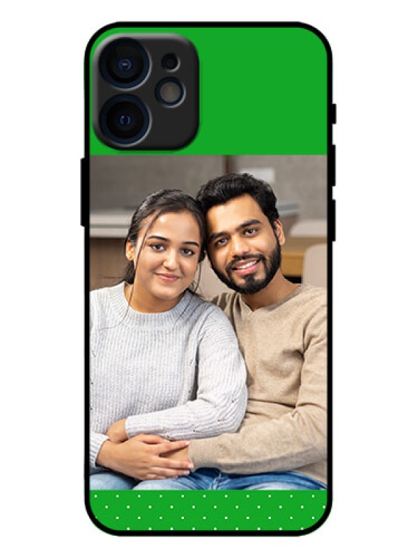 Custom iPhone 12 Mini Custom Metal Phone Case - Green Pattern Design