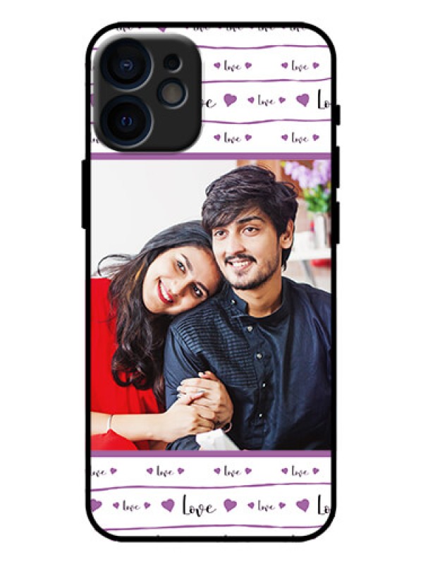 Custom iPhone 12 Mini Custom Metal Phone Case - Couples Heart Design
