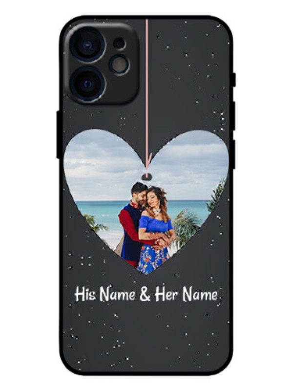 Custom iPhone 12 Mini Custom Metal Phone Case - Hanging Heart Design