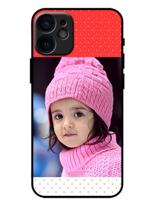 Custom iPhone 12 Mini Custom Metal Phone Case - Red Pattern Design