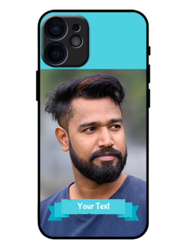 Custom iPhone 12 Mini Custom Metal Phone Case - Blue Color Design