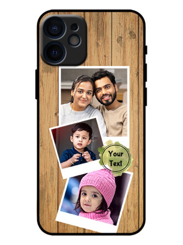 Custom iPhone 12 Mini Custom Metal Phone Case - Wooden Texture Design