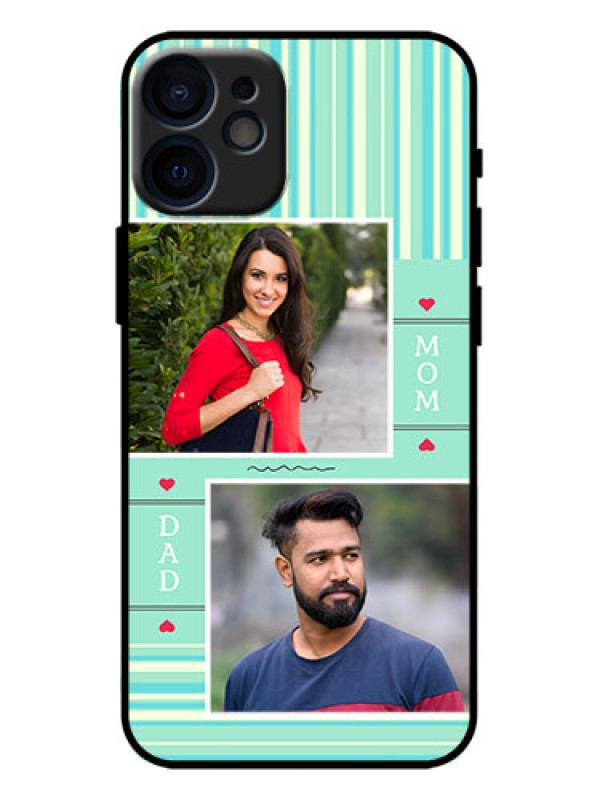 Custom iPhone 12 Mini Custom Metal Phone Case - Mom and Dad Pic Design