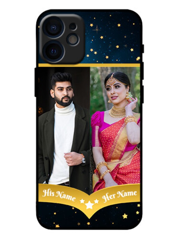 Custom iPhone 12 Mini Custom Metal Phone Case - Galaxy Stars Backdrop Design