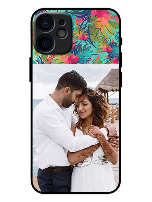 Custom iPhone 12 Mini Custom Metal Phone Case - Watercolor Floral Design