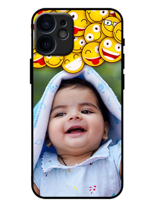 Custom iPhone 12 Mini Custom Metal Phone Case - With Smiley Emoji Design