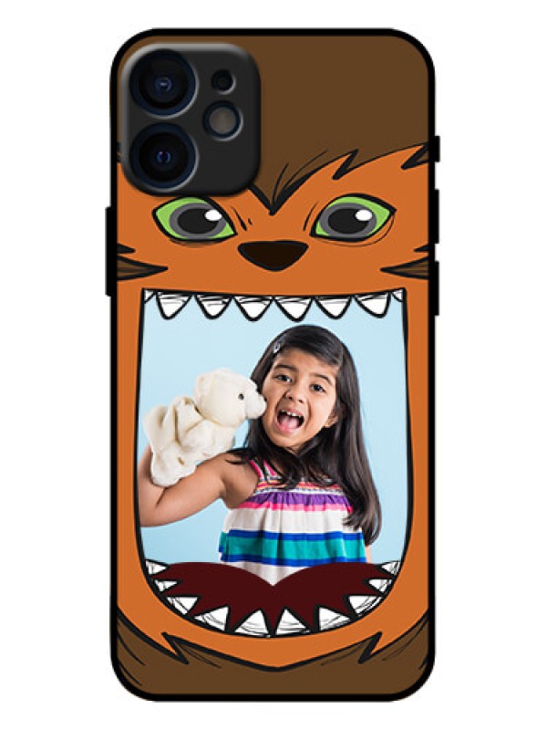 Custom iPhone 12 Mini Custom Metal Phone Case - Owl Monster Back Case Design