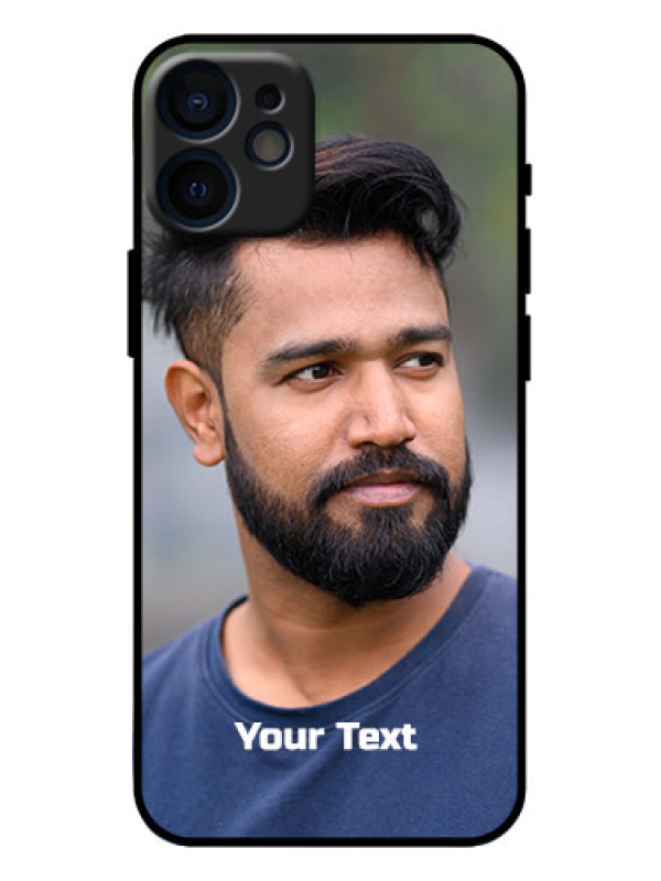 Custom iPhone 12 Mini Custom Metal Phone Case - Photo With Text Design