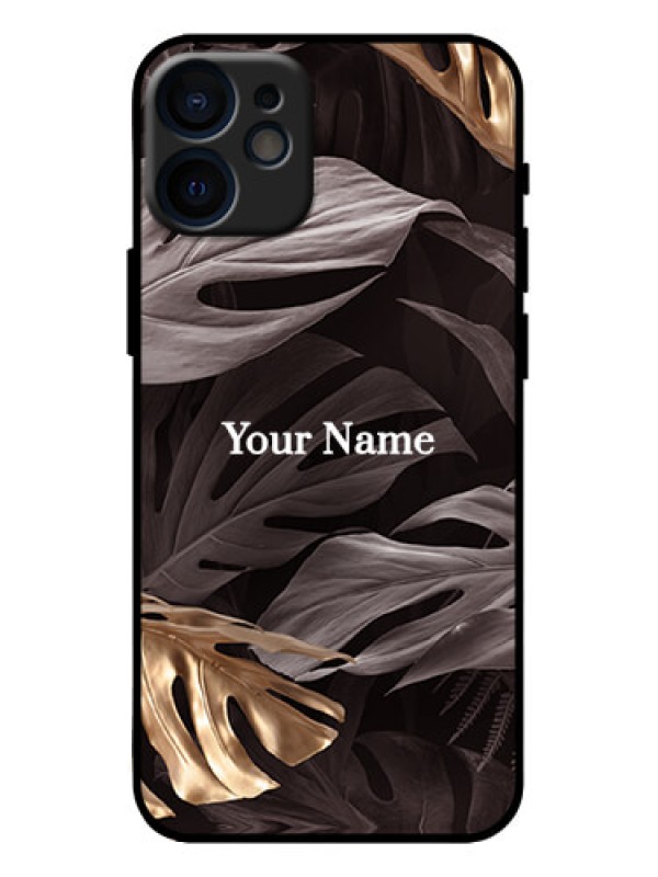 Custom iPhone 12 Mini Custom Metal Phone Case - Wild Leaves Digital Paint Design