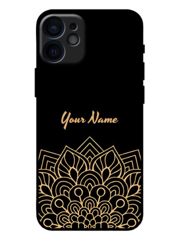 Custom iPhone 12 Mini Custom Metal Phone Case - Golden Mandala Design