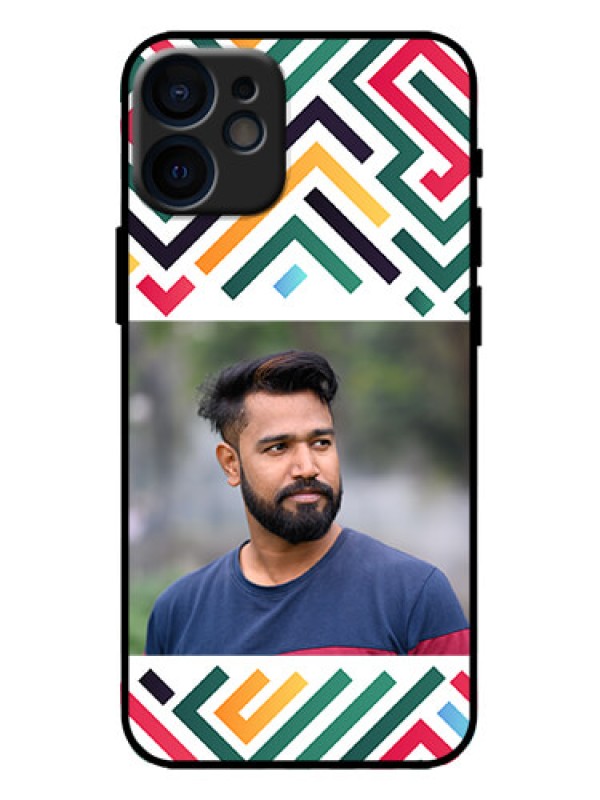 Custom iPhone 12 Mini Custom Metal Phone Case - Colorful Maze Pattern Design