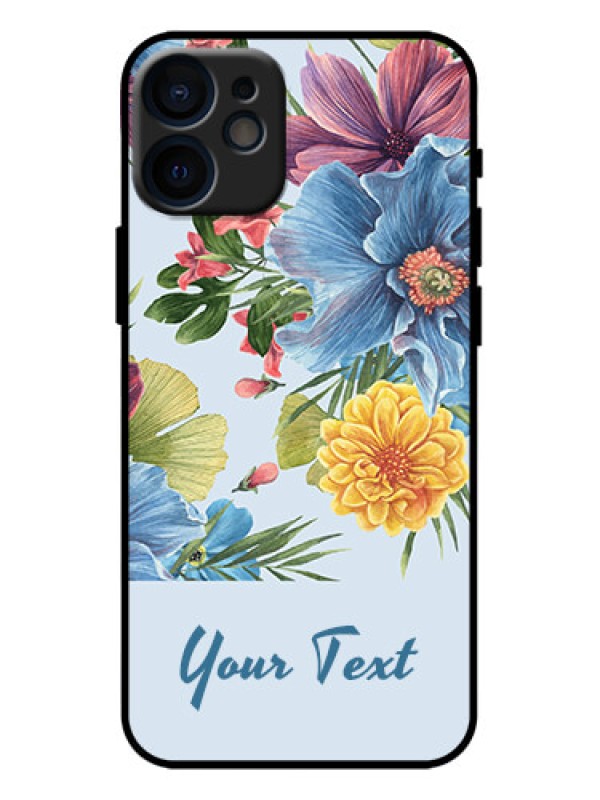Custom iPhone 12 Mini Custom Metal Phone Case - Stunning Watercolored Flowers Painting Design