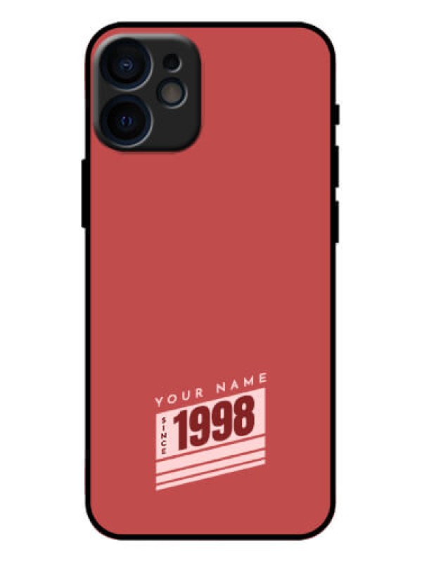Custom iPhone 12 Mini Custom Metal Phone Case - Red Custom Year Of Birth Design