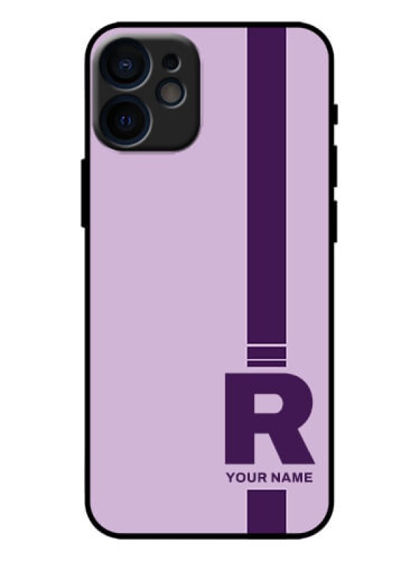 Custom iPhone 12 Mini Custom Metal Phone Case - Simple Dual Tone Stripe With Name Design