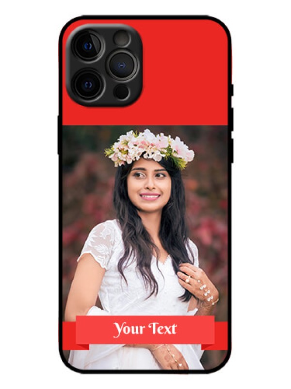 Custom iPhone 12 Pro Max Custom Metal Phone Case - Simple Red Color Design