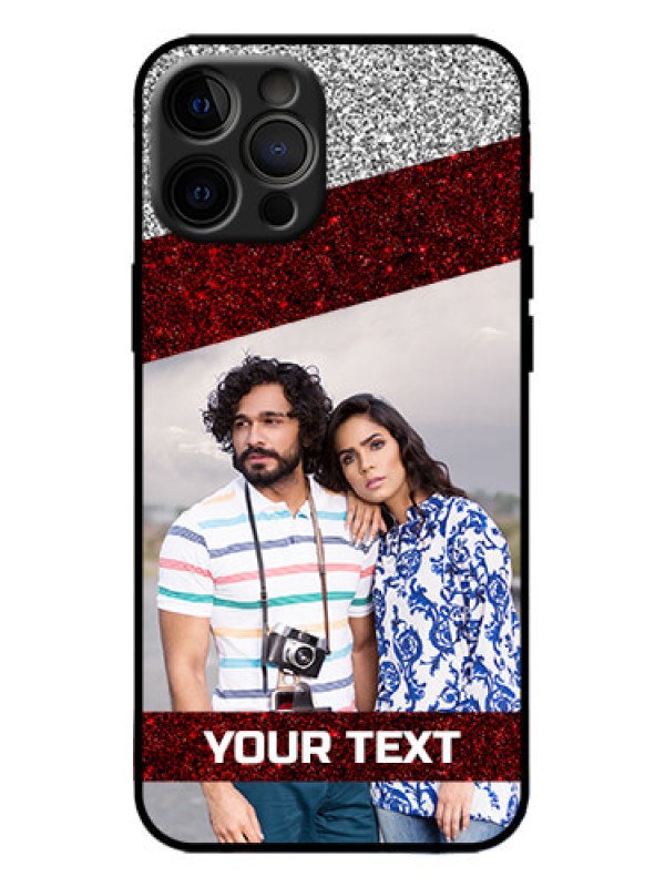 Custom iPhone 12 Pro Max Custom Metal Phone Case - Image Holder With Glitter Strip Design