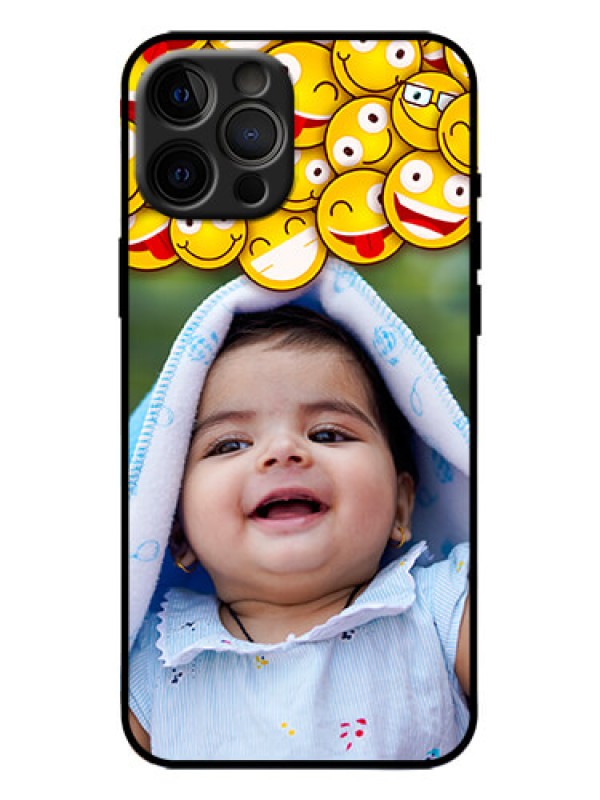 Custom iPhone 12 Pro Max Custom Metal Phone Case - With Smiley Emoji Design