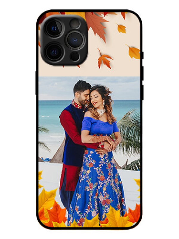 Custom iPhone 12 Pro Max Custom Metal Phone Case - Autumn Maple Leaves Design