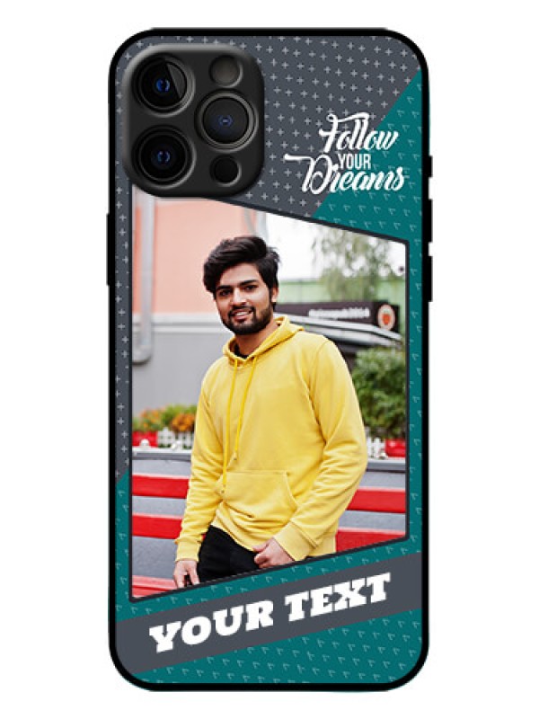 Custom iPhone 12 Pro Max Custom Metal Phone Case - Background Pattern Design With Quote