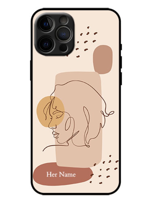 Custom iPhone 12 Pro Max Custom Metal Phone Case - Calm Woman Line Art Design