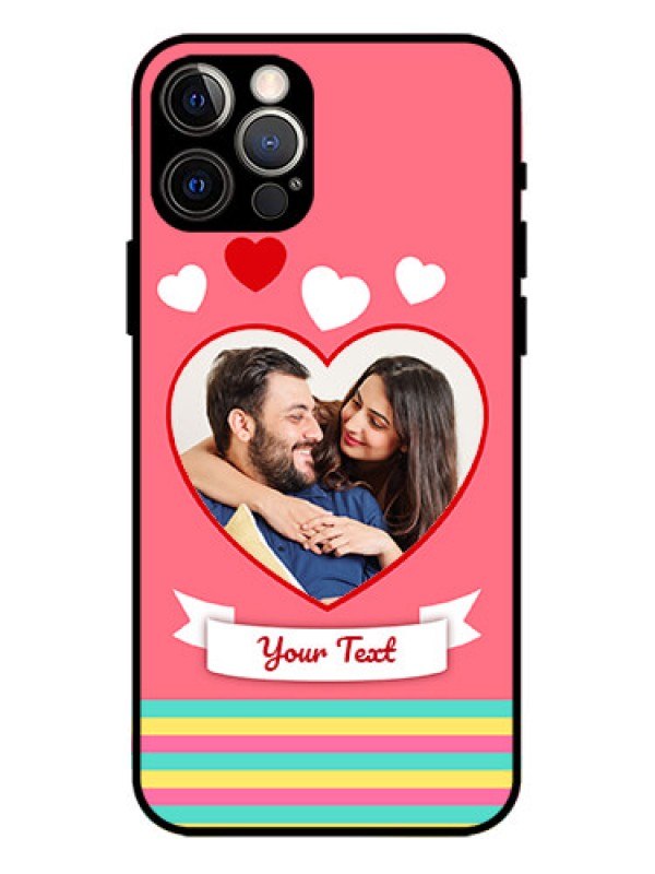 Custom iPhone 12 Pro Custom Metal Phone Case - Love Shapes Doodle Design