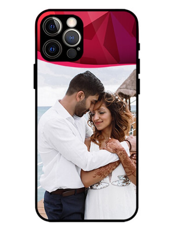 Custom iPhone 12 Pro Custom Metal Phone Case - Red Abstract Design