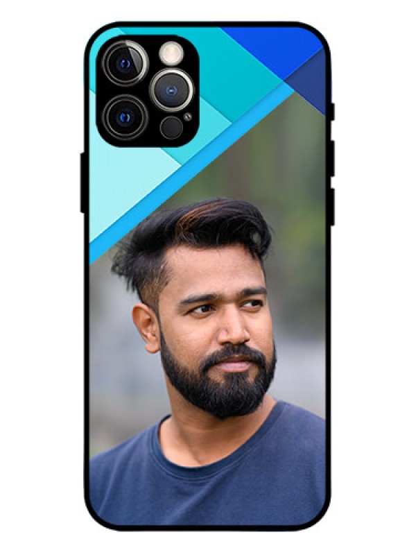 Custom iPhone 12 Pro Custom Metal Phone Case - Blue Pattern Design