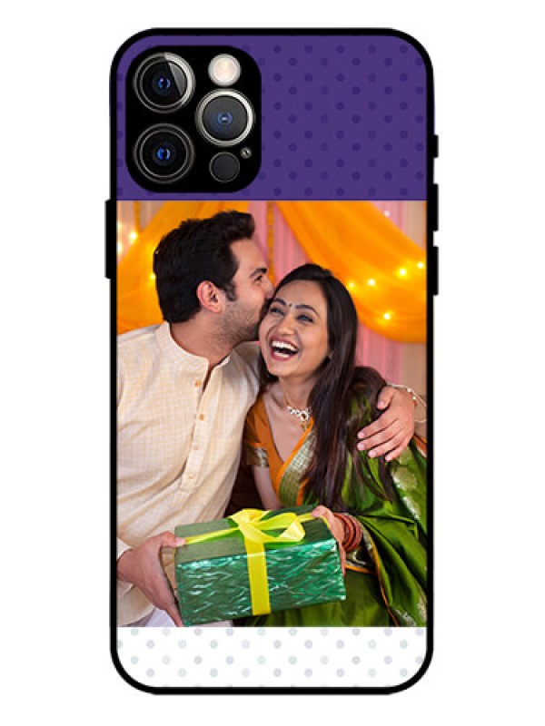 Custom iPhone 12 Pro Custom Metal Phone Case - Violet Colored Pattern Design