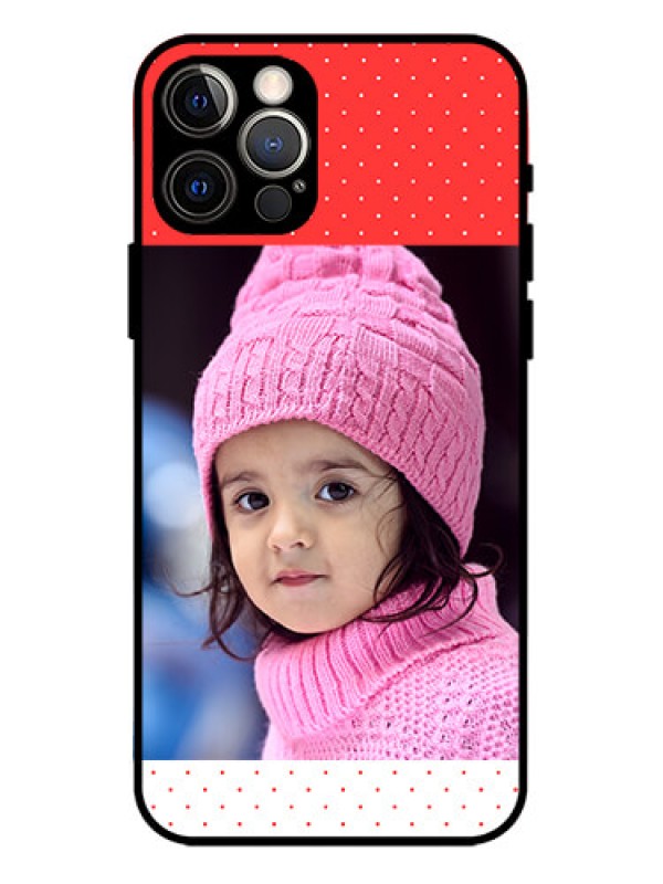 Custom iPhone 12 Pro Custom Metal Phone Case - Red Pattern Design