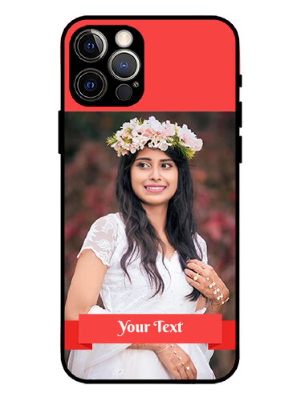 Custom iPhone 12 Pro Custom Metal Phone Case - Simple Red Color Design
