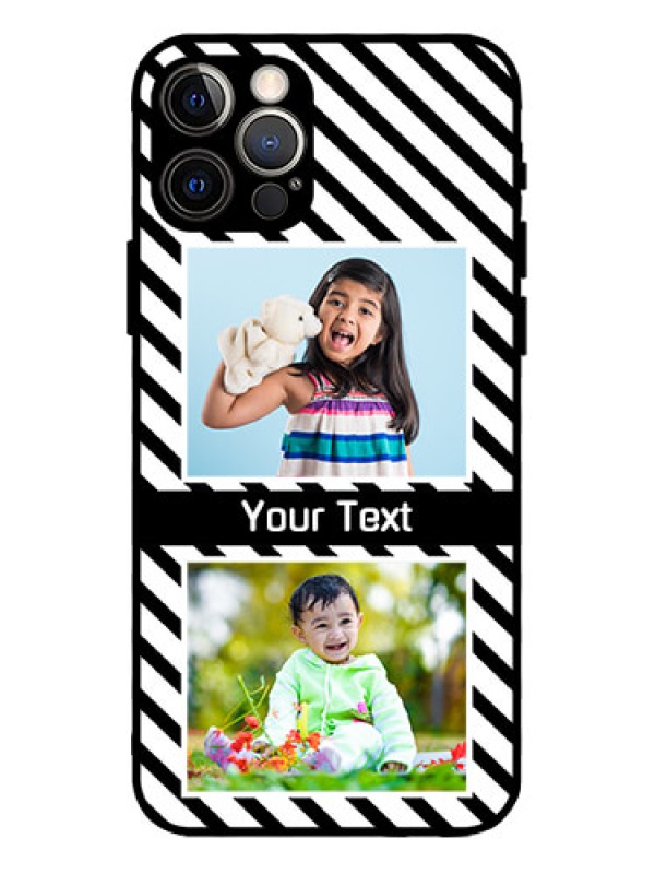 Custom iPhone 12 Pro Custom Metal Phone Case - Black And White Stripes Design