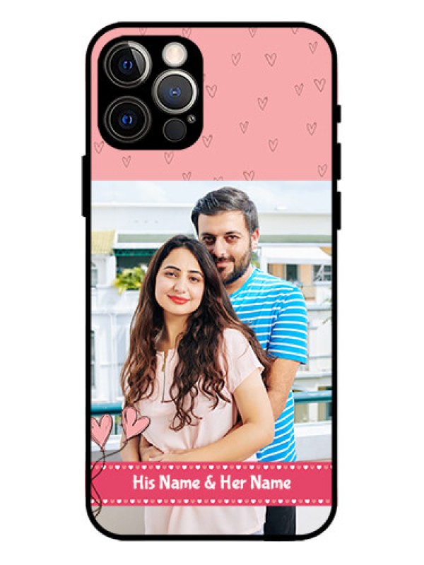 Custom iPhone 12 Pro Custom Metal Phone Case - Love Design Peach Color