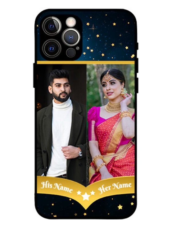 Custom iPhone 12 Pro Custom Metal Phone Case - Galaxy Stars Backdrop Design