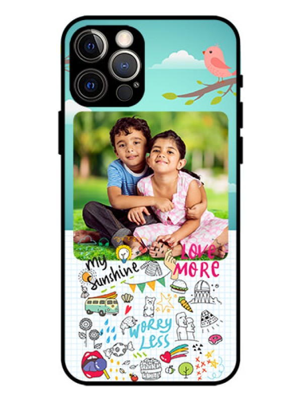 Custom iPhone 12 Pro Custom Metal Phone Case - Doodle Love Design
