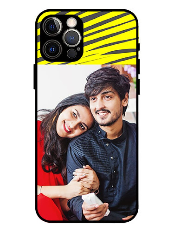 Custom iPhone 12 Pro Custom Metal Phone Case - Yellow Abstract Design