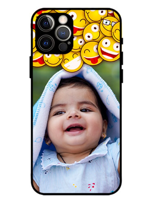 Custom iPhone 12 Pro Custom Metal Phone Case - With Smiley Emoji Design