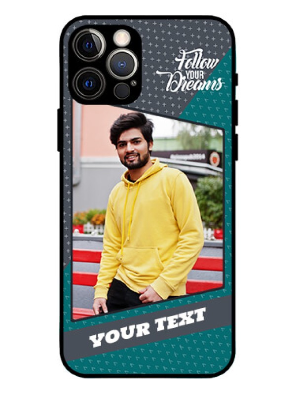 Custom iPhone 12 Pro Custom Metal Phone Case - Background Pattern Design With Quote